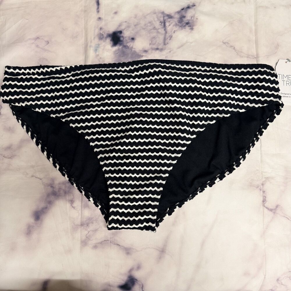 Time and Tru Women's black and white Crochet Bikini Bottoms